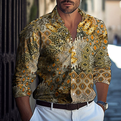 Herren Langarmhemd Paisley Muster Exklusiv Berlin Style