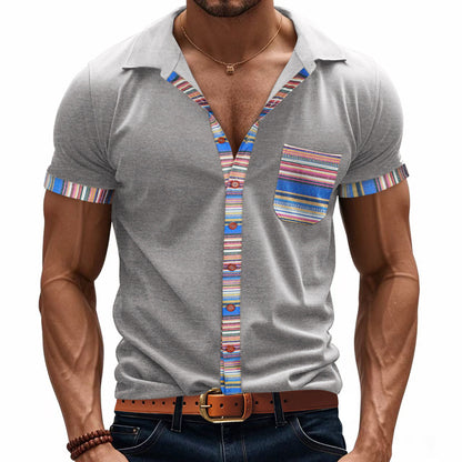 Herren Kurzarmhemd Bunt Modern Sommer