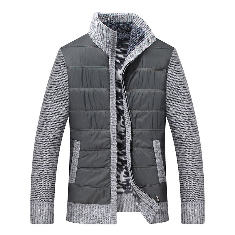 Herren Übergangsjacke Steppjacke Warm mit Strick Ärmeln