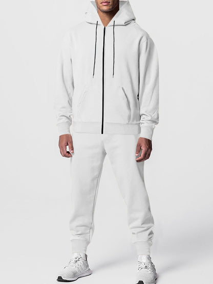 Herren Fleece Jogginganzug Kapuze Sportlich Bequem