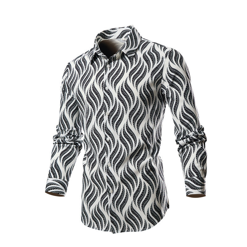 Herren Langarmhemd Wellenmuster Berlin Style Modern