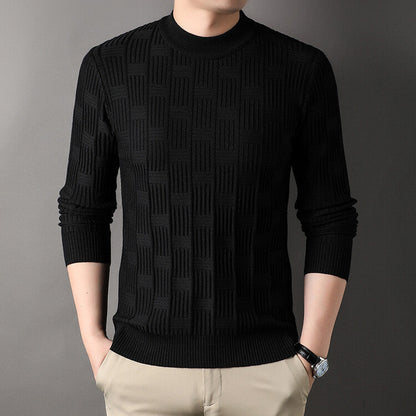 Herren Pullover Feinstrick Modernes Design Grau