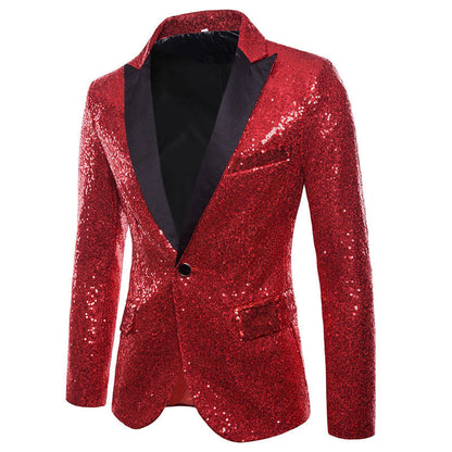 Herren Blazer Pailletten Glitzerjacke Elegant
