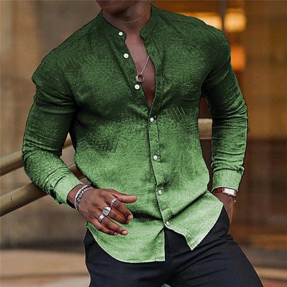 Herren Langarmhemd Stehkragen Elegant Modern