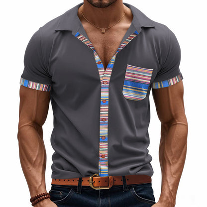 Herren Kurzarmhemd Bunt Modern Sommer
