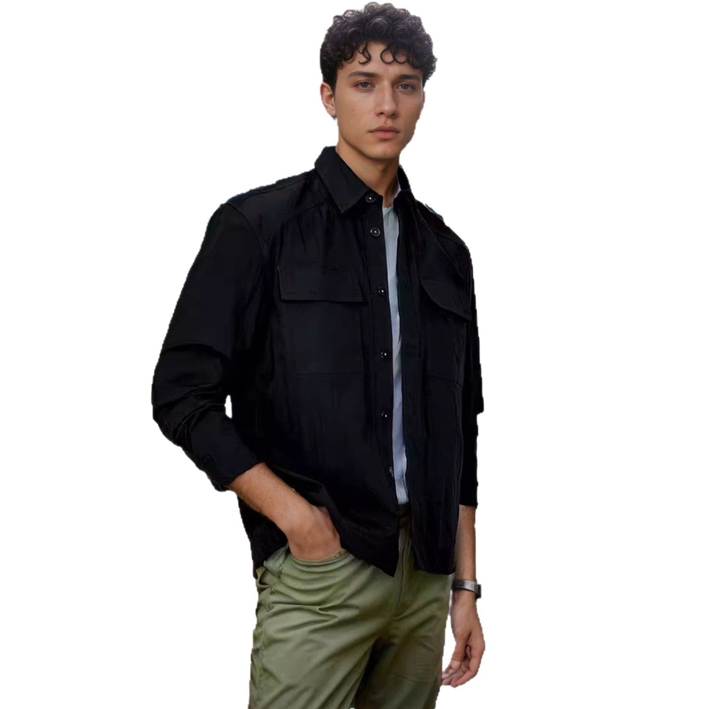 Herren Lederjacke Lässig Mit Taschen Modern