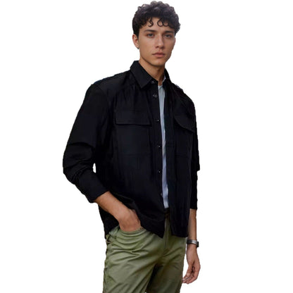 Herren Lederjacke Lässig Mit Taschen Modern