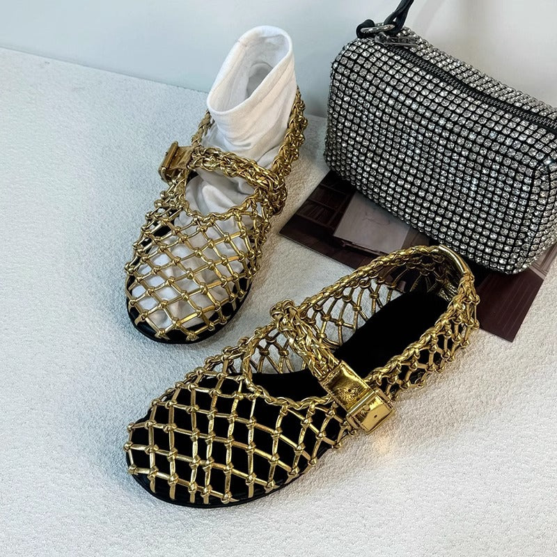 Damen Netzschuhe Modisch mit verstellbarem Riemen Elegante Schuhe - BerlinGlamour