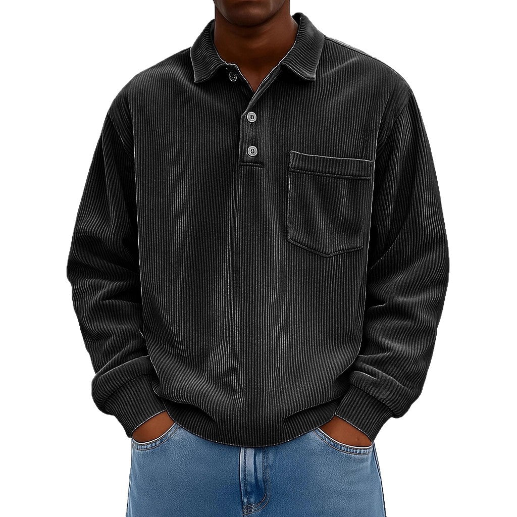 Herren Poloshirt Lässig Ripp Design Mit Brusttasche