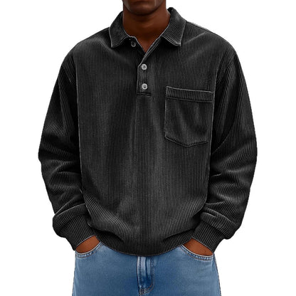 Herren Poloshirt Lässig Ripp Design Mit Brusttasche