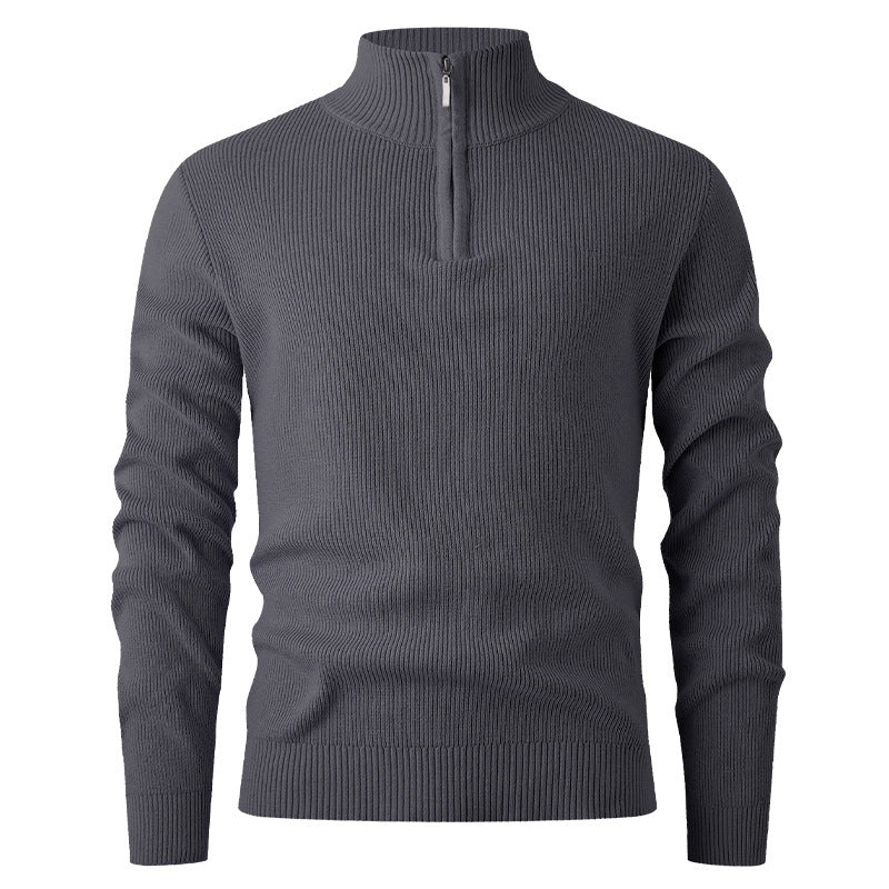Herren Strickpullover Halbzipper Ribbstoff Modern