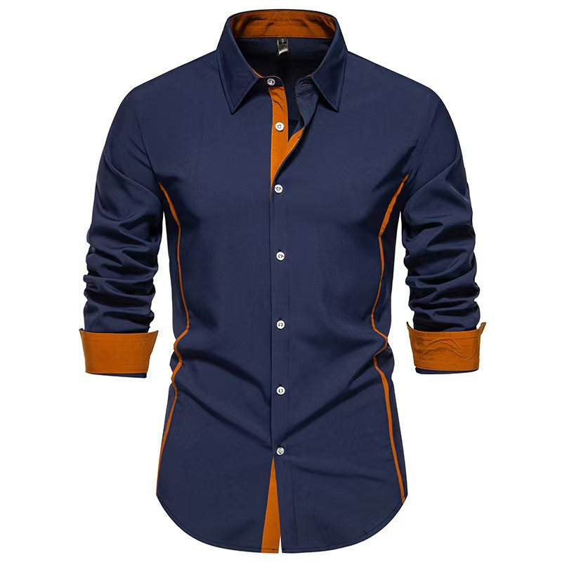 Herren Langarmshirt Sportlich Kontrast Einsätze Trendig - BerlinGlamour