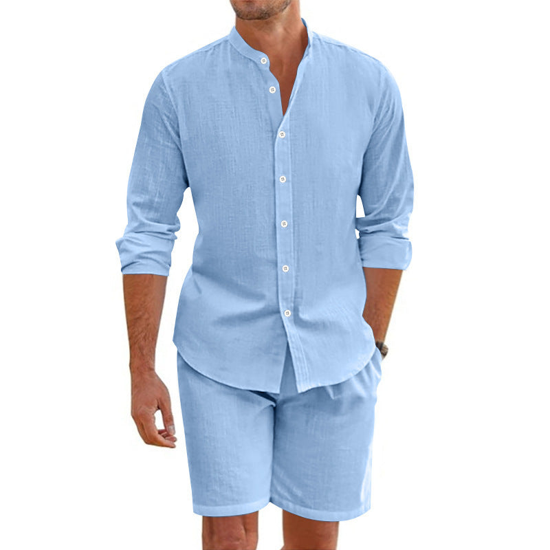 Herren Kurzarmhemd Elegant mit passenden Shorts Sommer