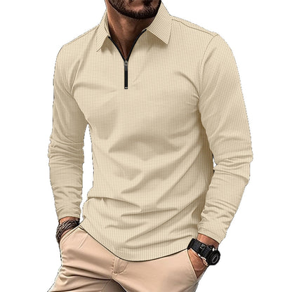 Herren Langarmshirt Elegant Reißverschluss Strukturiert Modern