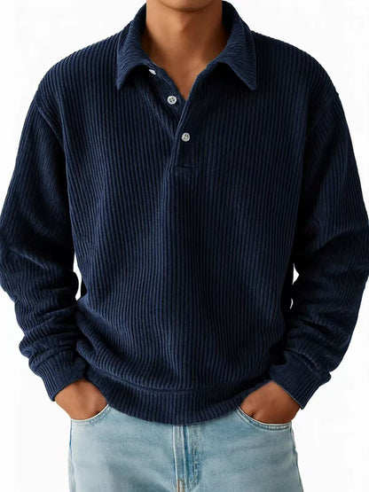 Herren Poloshirt Klassisch Rippstruktur Slim Fit