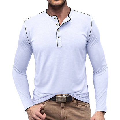 Herren Langarmshirt Komfortabel Mit Knöpfen Modern