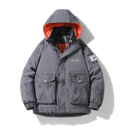 Herren Winterjacke Steppjacke Verstellbares Kapuzen-Design Praktische Taschen
