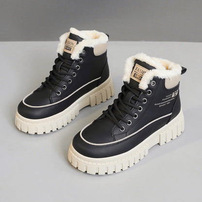 Damen Winterstiefel High-Top Kuschelig Warm mit Profilsohle