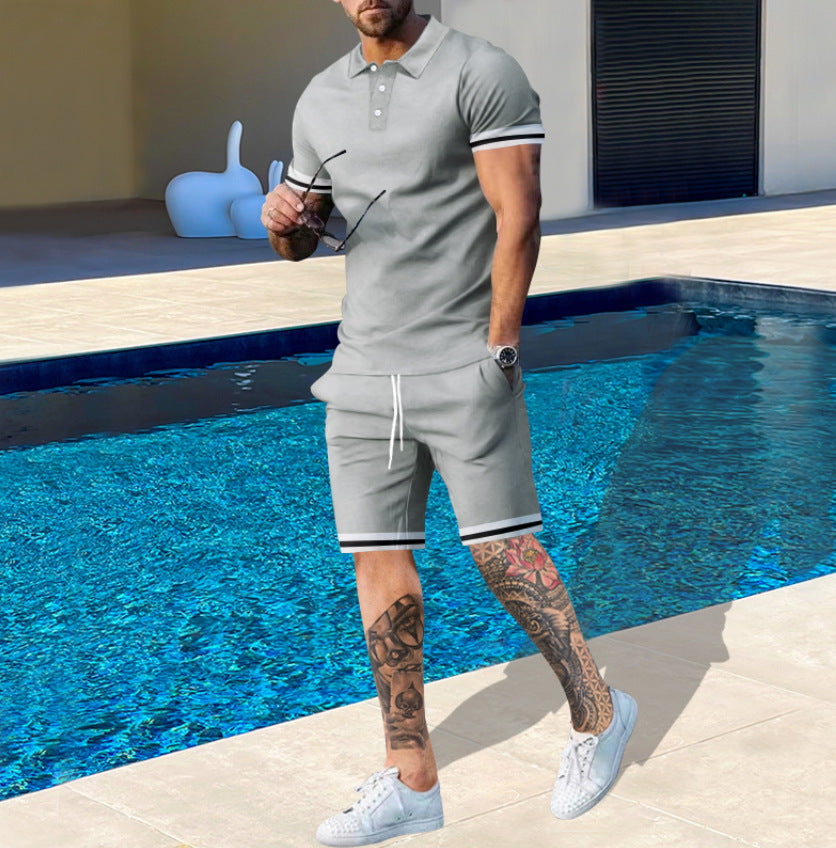 Herren Poloshirt und Shorts Set Atmungsaktiv Sommer - BerlinGlamour