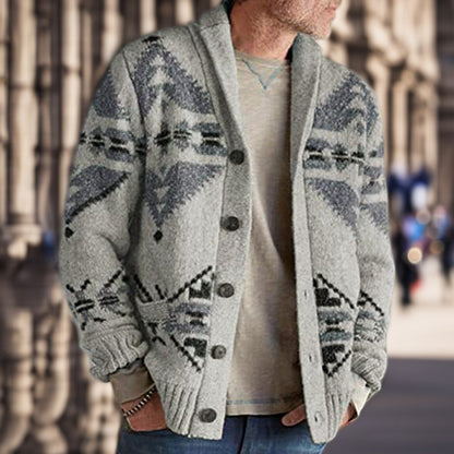 Herren Strickjacke Geometrisch Warm mit Weichem Innenfutter