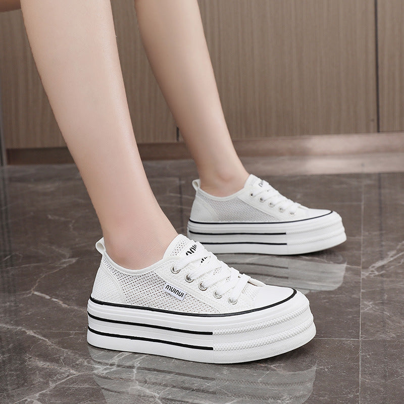 Damen Sneaker Plattform atmungsaktiv Mesh Modern