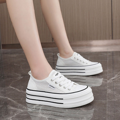 Damen Sneaker Plattform atmungsaktiv Mesh Modern