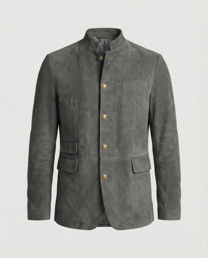 Lederjacke Herren Modern Wildleder Schwarz