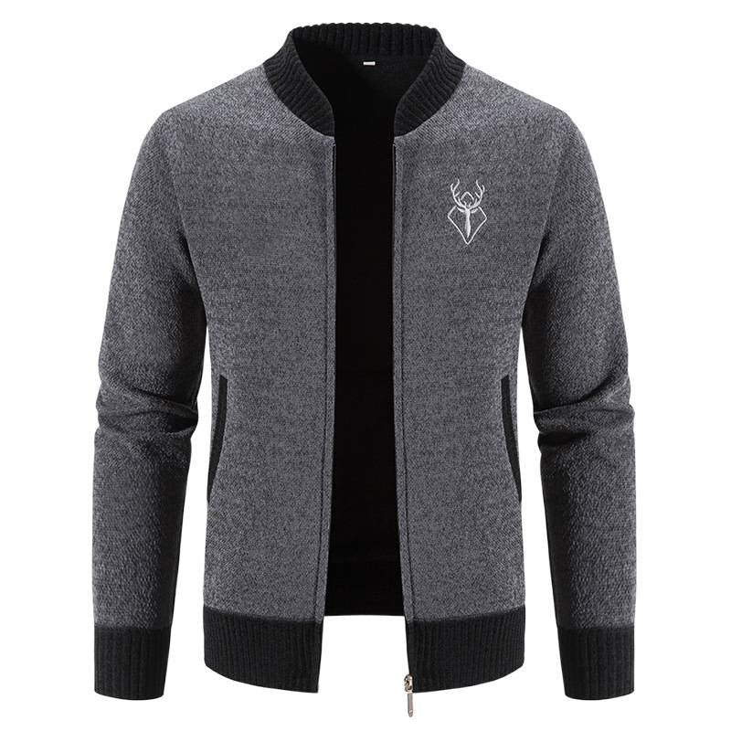 Herren Strickjacke Modern Reißverschluss Hochkragen