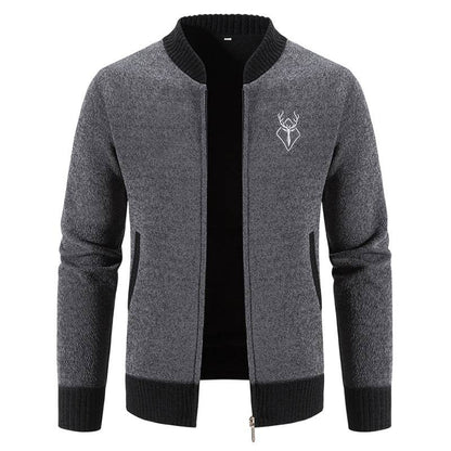 Herren Strickjacke Modern Reißverschluss Hochkragen