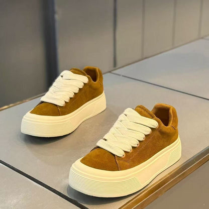 Damen Sneaker Hohe Plattform Breite Schnürung Mode