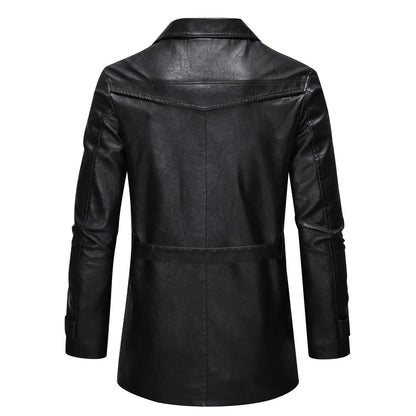 Herren Leder-Trenchcoat Elegant Vintage Stil