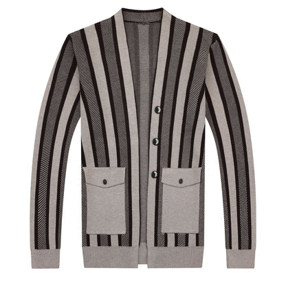 Herren Strickjacke Modern Streifenmuster Elegant