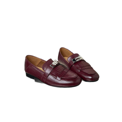 Damen Mokassins mit Fransen und Schnalle Elegant Modern