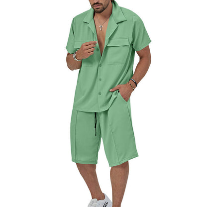 Herren Sommer Set Kurzarmhemd Bermuda Shorts Relaxed Fit