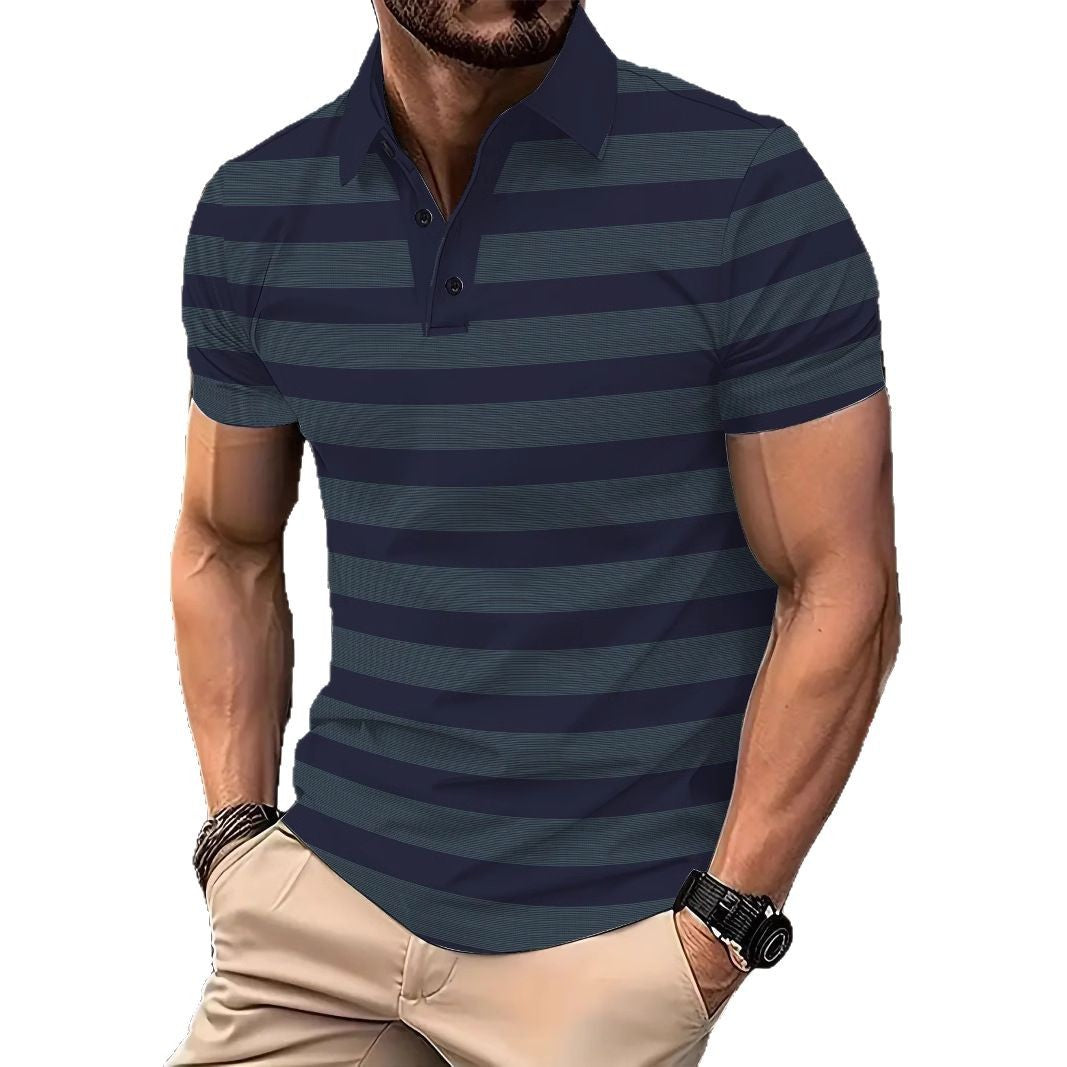 Herren Poloshirt Kurzarm Streifen atmungsaktiv Modern