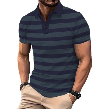Herren Poloshirt Kurzarm Streifen atmungsaktiv Modern
