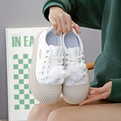 Damen Sneaker Rutschfest Dekorativ Pompons Sportlich