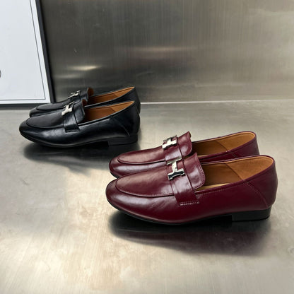 Damen Mokassins Leder Elegant Schnallenverschluss