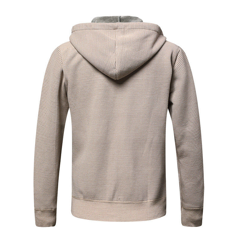 Herren Kapuzenjacke Fleecegefüttert Rippdesign Modern