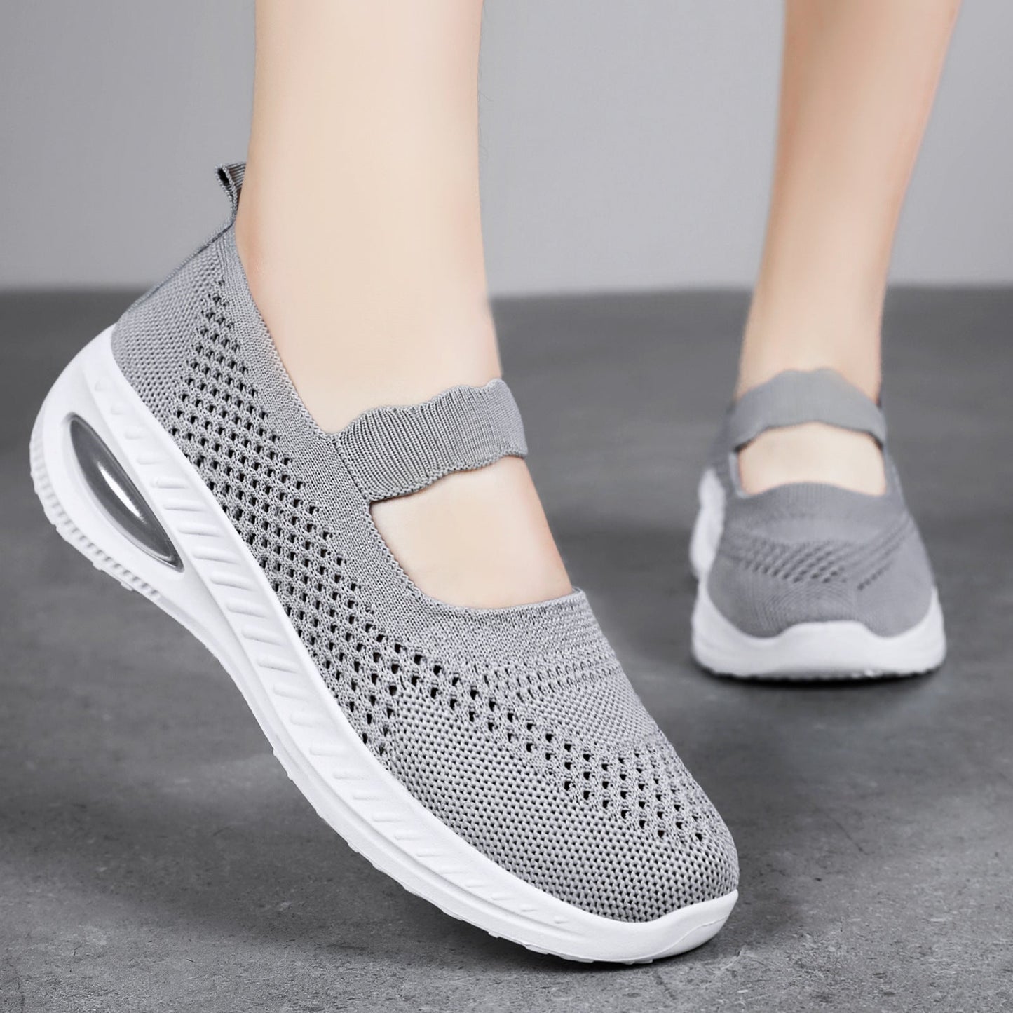 Damen Sneaker Slip-On Sport Schuhe atmungsaktiv Elastisch