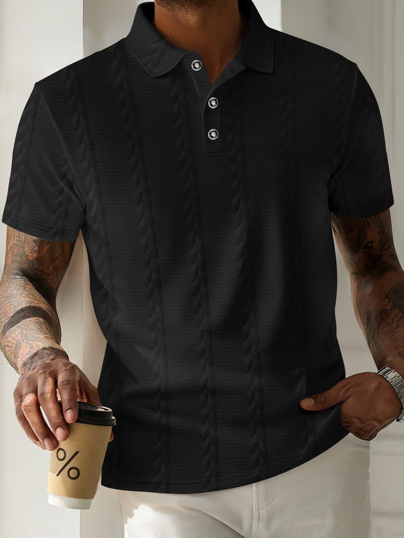 Herren Polohemd Elegantes Design mit Knöpfen Modern