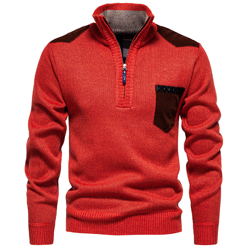 Herren Pullover Stehkragen Modern mit Taschen