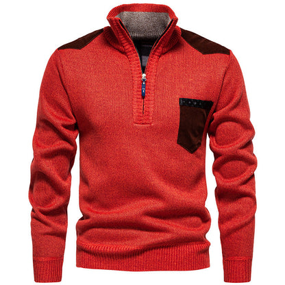 Herren Pullover Stehkragen Modern mit Taschen
