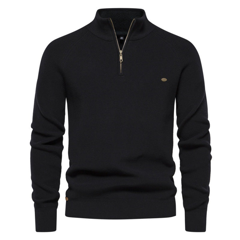 Herren Strickpullover Sportlich Halbzipp Reißverschluss