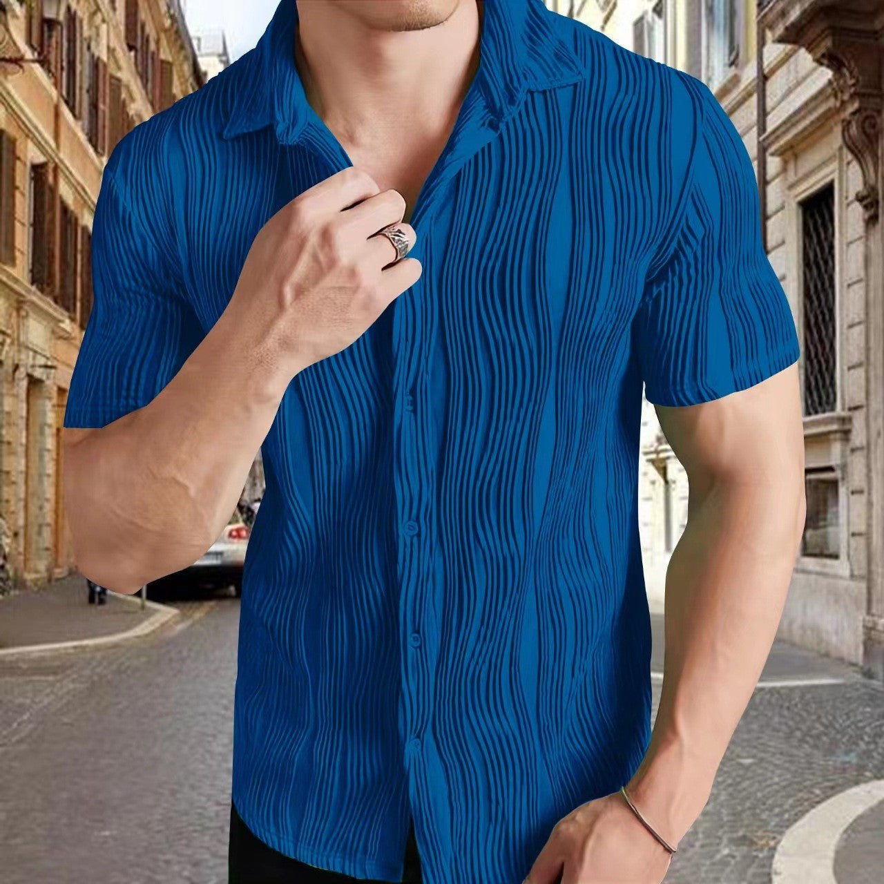 Herren Kurzarm Hemd Modern Sommer