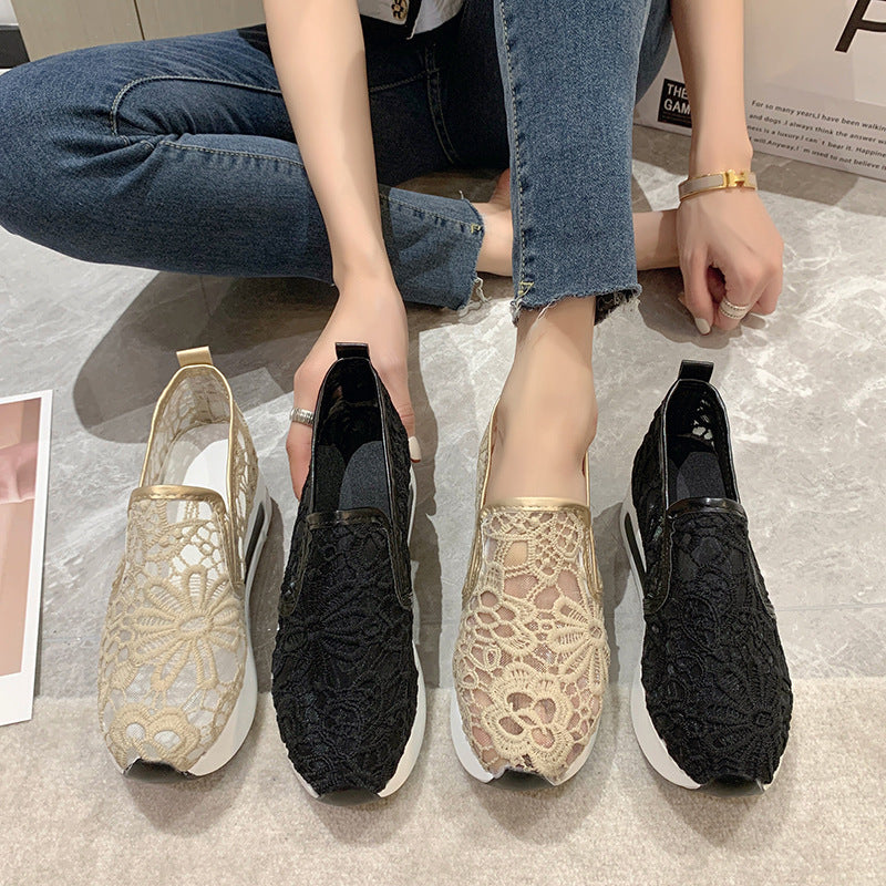Damen Sneaker Slip-On Bequem Spitze Optik