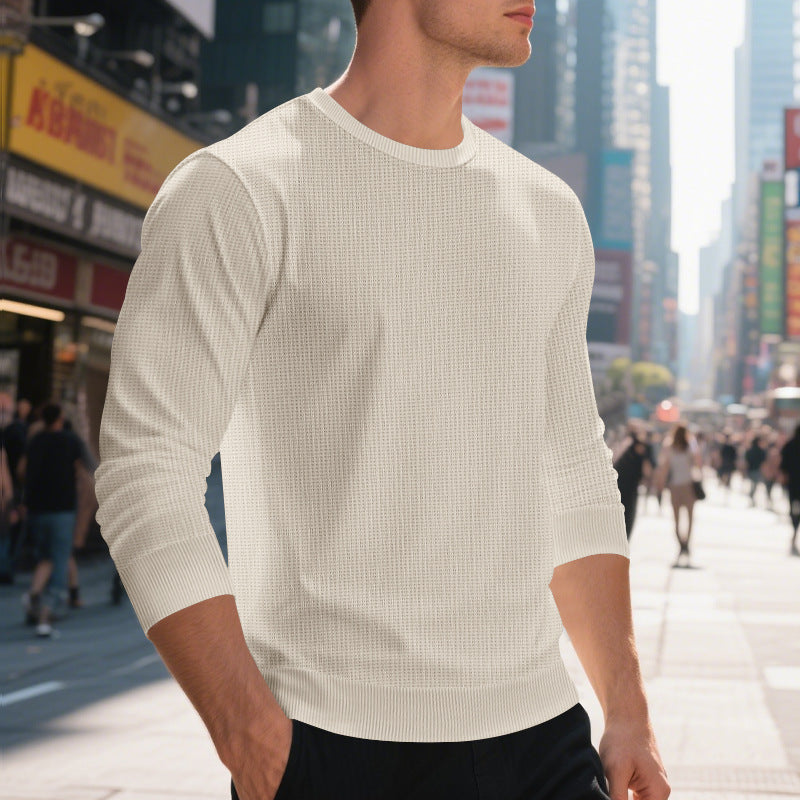 Herren Sweatshirt Modern Rundhals elastisch Schwarz