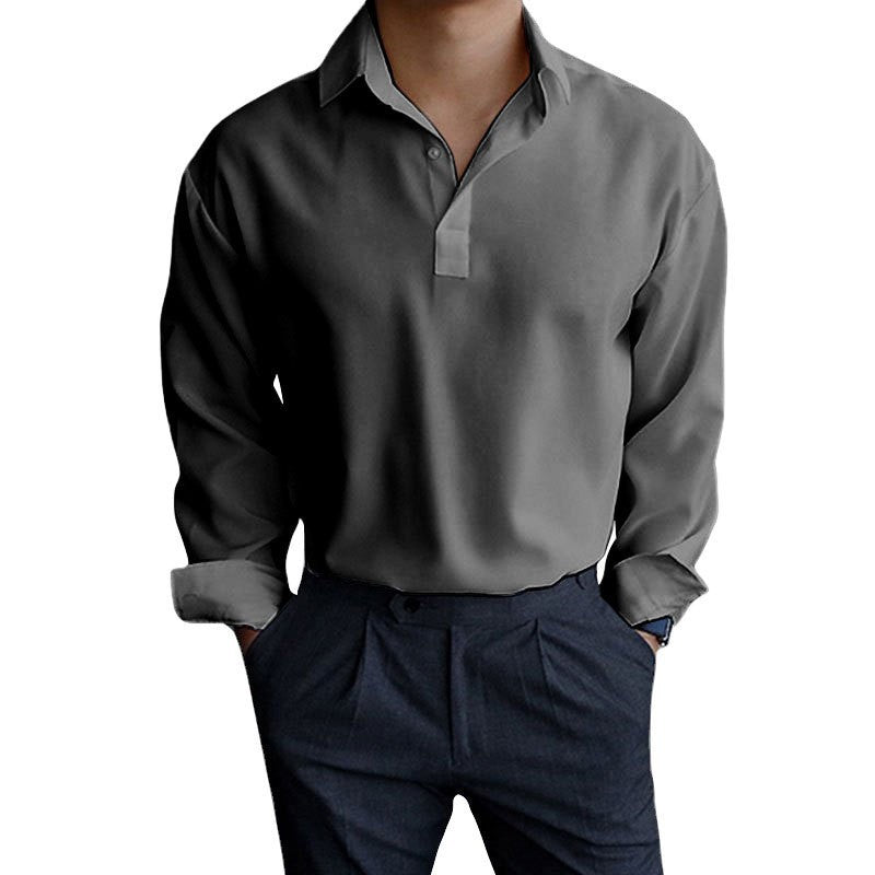 Herren Langarmshirt Modern Polokragen Slim Fit Elegant