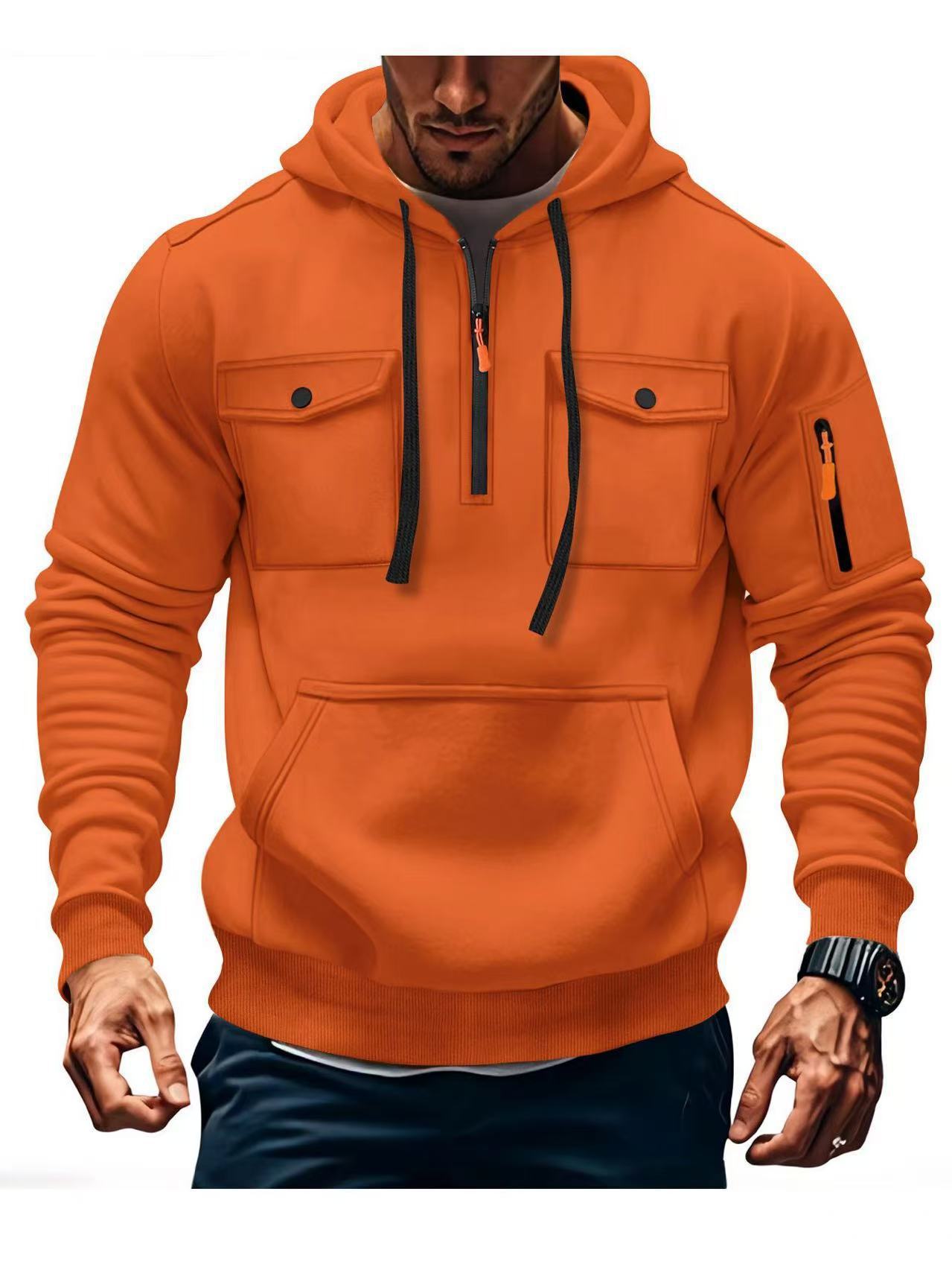 Herren Hoodie Funktionsjacke Mit Taschen Sportlich Modern