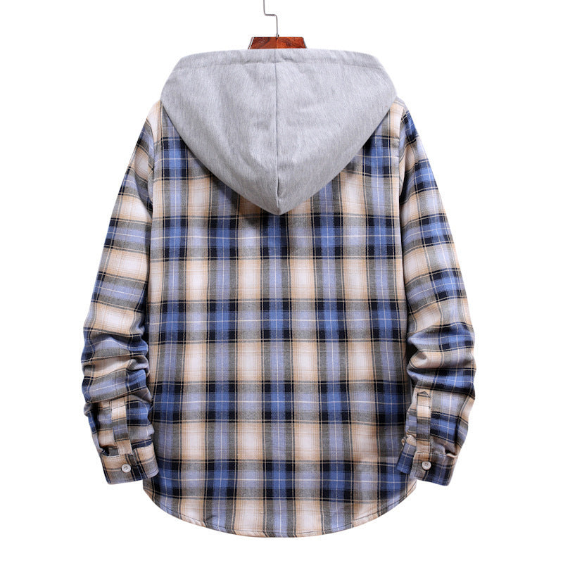 Herren Karohemdjacke Kapuze Taschen Winterjacke Modern